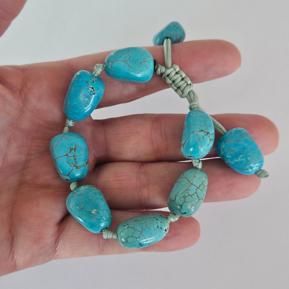 Lola Rose Sterling Silver 925 Turquoise Rock Bracelet Adjustable - Picture 3 of 3